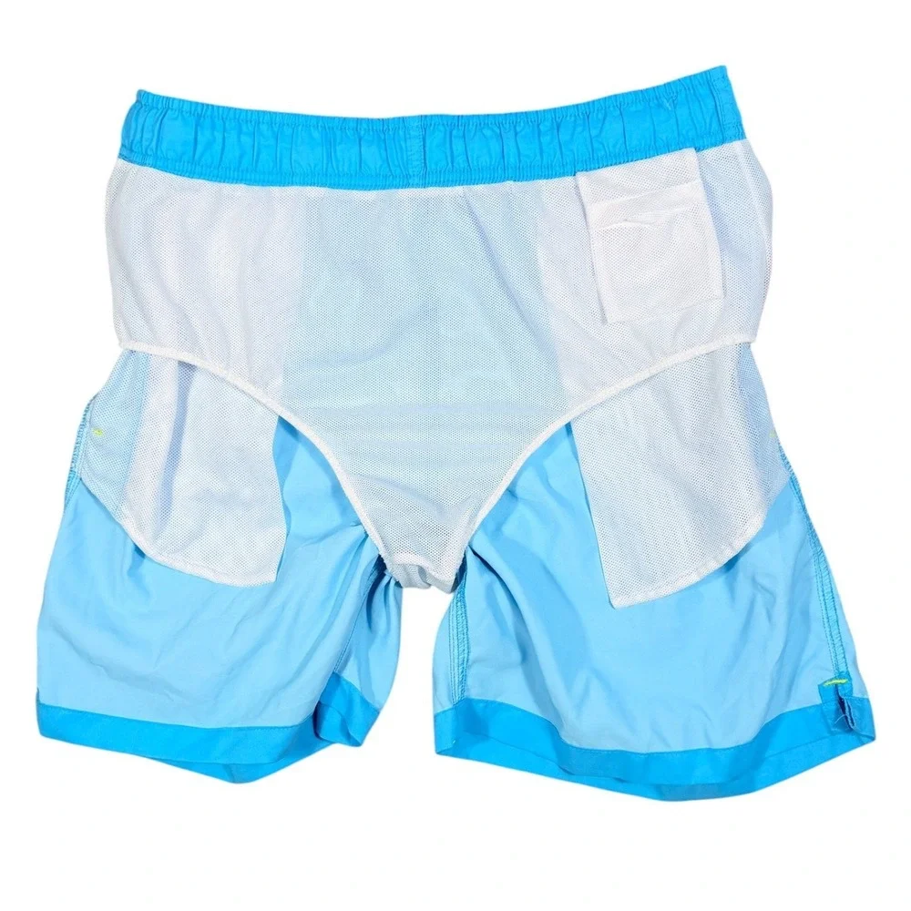Laguna Swim Trunks Mens Large Blue Neon‎ Drawstring Mesh Lined Board Shorts